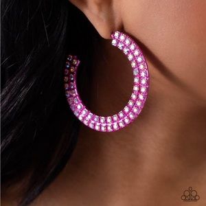 Poppin' Pink Rhinestone Earrings